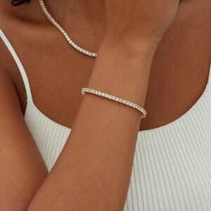 PAVOI 14K Gold Plated Tennis Bracelet, 3mm cubic zirconia, 6.5-7.5 inches.